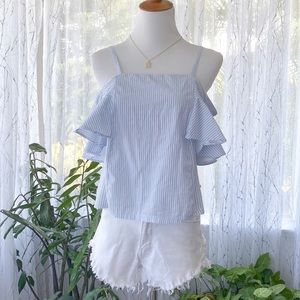 ZARA - Cold Shoulder Striped Blouse